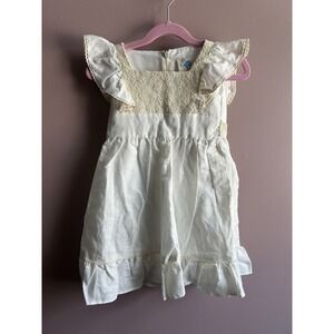 NWOT Ele Story Toddler Girls Dress Lace, Linen,‎ Cotton Cream Size 2-3 T